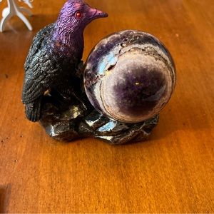 Chevron Amethyst Sphere With Raven Sphere Holder
